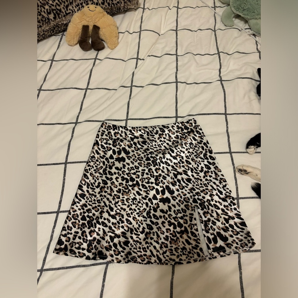 Cheetah print silk skirt